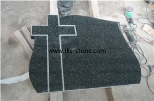 China White Marble Cross Flower Carving Monument & Tombstone, Engraved Tombstones