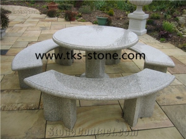 China Yellow Granite Tables & Chairs,Table Sets,Yellow Granite Garden Tables,Stone Furniture,Caved Tables,Round Table Top