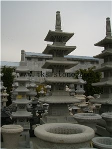 Chinese Grey Granite Height Garden Lanterns