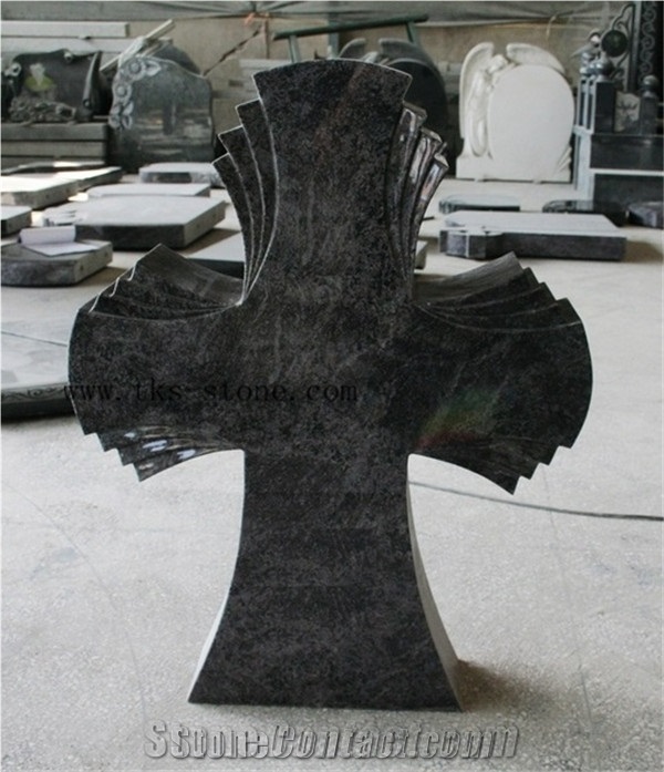 Cross Bahama Blue Polished Tombstone&Monument ,