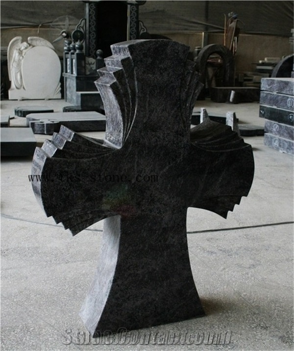 Cross Bahama Blue Polished Tombstone&Monument ,