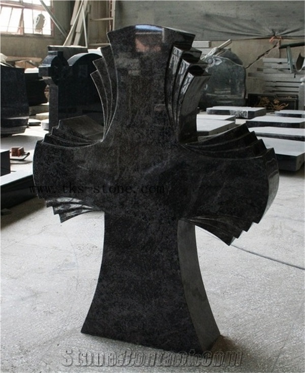 Cross Bahama Blue Polished Tombstone&Monument ,