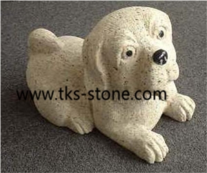 Dog Granite Sculpture & Statue,Yellow Granite Animal Sculptures,Garden Sculptures,Caving Dogs,Statues