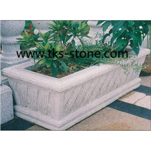 Fargo Square Flower Pots,Beige Granite Planter Pots, Exterior Flower Pots, Garden Flower Pots, Sculpture Beige Granite Exterior Flower Pots