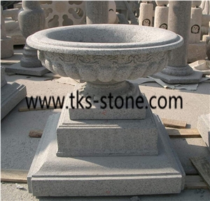 Flower Pot,Grey Granite Flower Pot, Landscaping Planters,Exterior Flower Pots,Outdoor Planters, Planter Pots