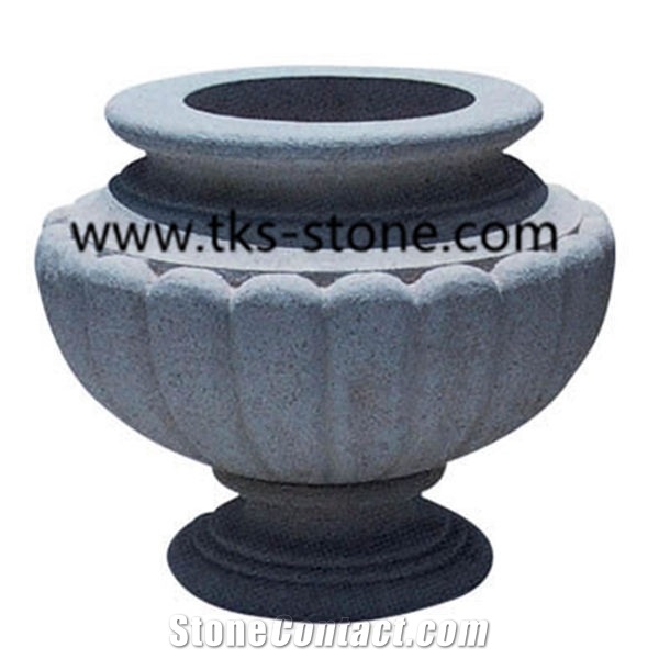 Flower Pots,Planter Pots,Granite Pots, Garden Flower Pot,Round Flower Pot, Sculpture Blue Granite Planter Pots