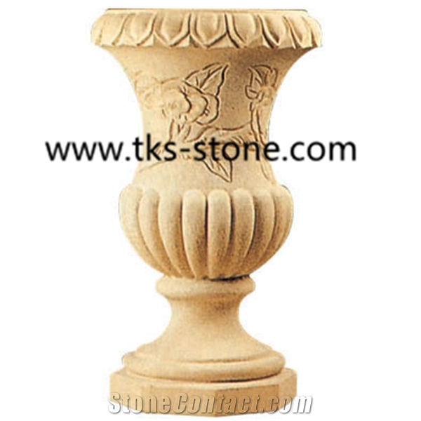 Flower Pots,Planter Pots,Granite Pots, Garden Flower Pot,Round Flower Pot, Sculpture Blue Granite Planter Pots
