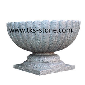 Flower Pots,Planter Pots,Granite Pots, Garden Flower Pot,Round Flower Pot, Sculpture Blue Granite Planter Pots