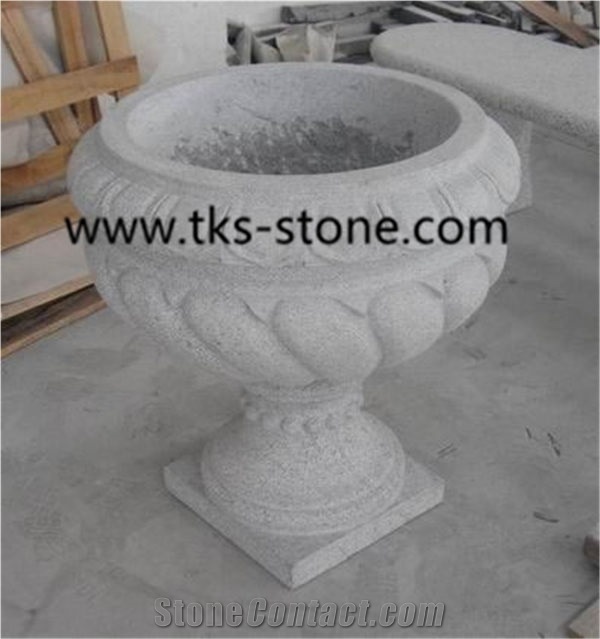 Flower Pots,Planter Pots,Granite Pots, Garden Flower Pot,Round Flower Pot, Sculpture Blue Granite Planter Pots