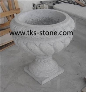 Flower Pots,Planter Pots,Granite Pots, Garden Flower Pot,Round Flower Pot, Sculpture Blue Granite Planter Pots