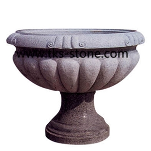 Flower Pots,Planter Pots,Granite Pots, Garden Flower Pot,Round Flower Pot, Sculpture Blue Granite Planter Pots