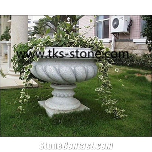 G603 Grey Granite Pots ,Stone Flower Pot ,Garden Planters,Landscaping Planters,Planter Pots, Sculpture Grey Granite Landscaping Planters