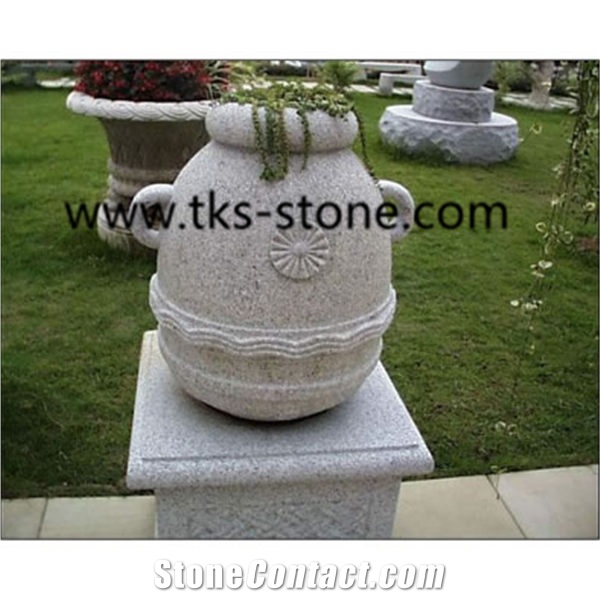 G603 Grey Granite Pots ,Stone Flower Pot ,Garden Planters,Landscaping Planters,Planter Pots, Sculpture Grey Granite Landscaping Planters
