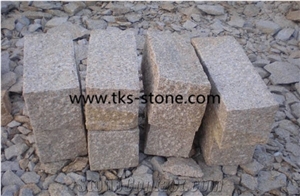 G682 Granite,Sunset Gold,Rusty Yellow,Giallo Yellow Granite Cubestone,Granite Cobble Stone