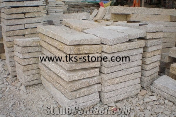 G682 Granite,Sunset Gold,Rusty Yellow,Giallo Yellow Granite Cubestone,Granite Cobble Stone