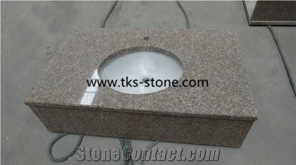 G687 Granite,Peach Red,Blossom Red,China Red Granite Bathroom Countertops,Granite Vanity Tops