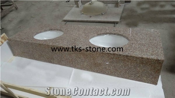 G687 Granite,Peach Red,Blossom Red,China Red Granite Bathroom Countertops,Granite Vanity Tops