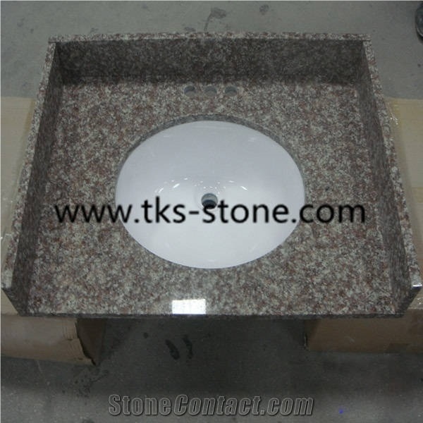 G687 Granite,Peach Red,Blossom Red,China Red Granite Bathroom Countertops,Granite Vanity Tops