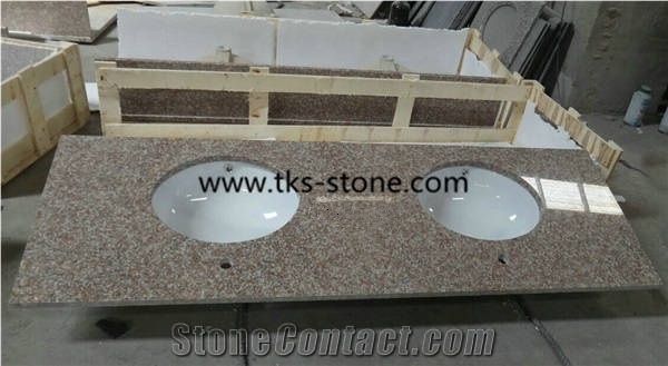 G687 Granite,Peach Red,Blossom Red,China Red Granite Bathroom Countertops,Granite Vanity Tops