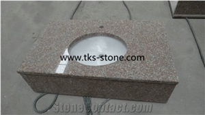 G687 Granite,Peach Red,Blossom Red,China Red Granite Bathroom Countertops,Granite Vanity Tops