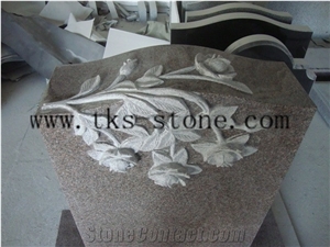 Gorge Red Granite Monument Tombstone,Flower Carving Western Style Tombstones Gorge Red Granite Monument Tombstone,Flower Carving Western Style Tombstones