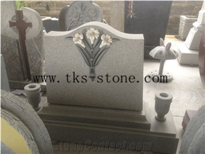 Grey G603 Granite Monument & Tombstone,Flower Carving Tombstone