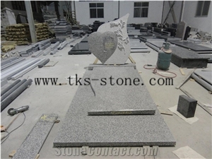 Grey G603 Granite Monument & Tombstone,Flower Carving Tombstone