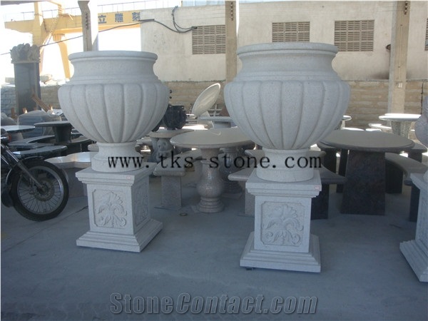 Grey Granite High Feet Flower Pots, Custom Flower Pots