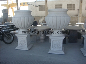Grey Granite High Feet Flower Pots, Custom Flower Pots