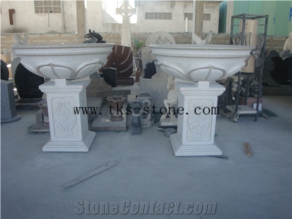 Grey Granite High Feet Flower Pots, Custom Flower Pots
