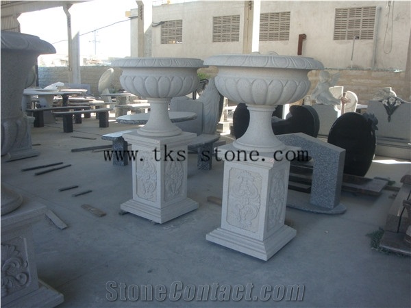 Grey Granite High Feet Flower Pots, Custom Flower Pots