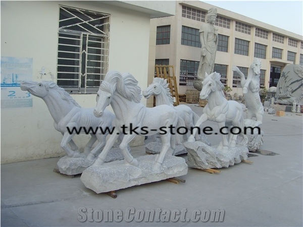 Grey Granite Horse Statues,Animal Sculptures,Garden Sculptures