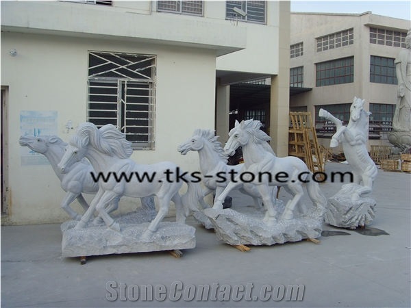 Grey Granite Horse Statues,Animal Sculptures,Garden Sculptures