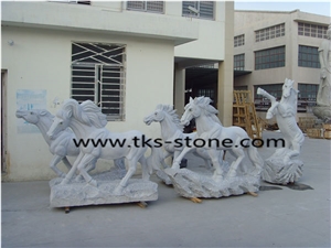 Grey Granite Horse Statues,Animal Sculptures,Garden Sculptures