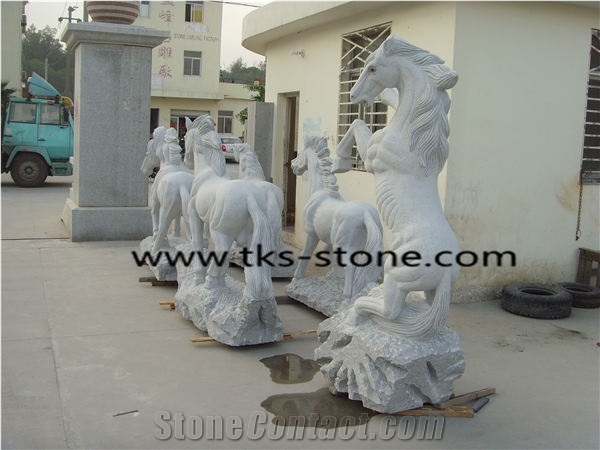 Grey Granite Horse Statues,Animal Sculptures,Garden Sculptures