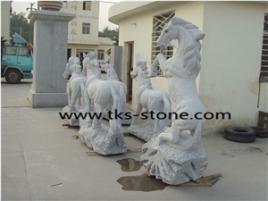 Grey Granite Horse Statues,Animal Sculptures,Garden Sculptures