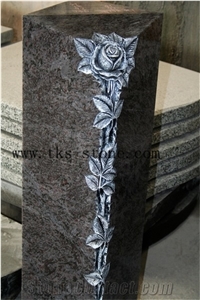 Himalaya Blue German Style Flower Carving Monument & Tombstone,Upright Monuments