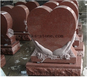 Holding the Heart Tombstone & Monument, China Red Granite Heart Monuments