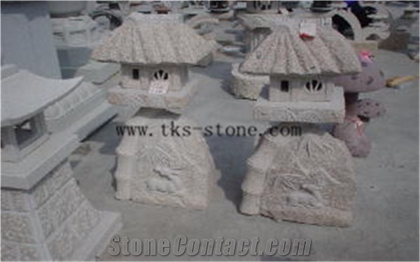 Japanese Garden Lanterns, Beige Granite Garden Lanterns