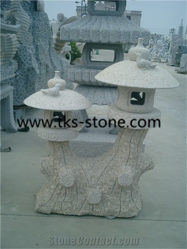 Lanterns&Lamps, Beige Granite Lanterns, Garden Lamps, Japanese Lanterns, Sculpture Beige Granite Japanese Lanterns
