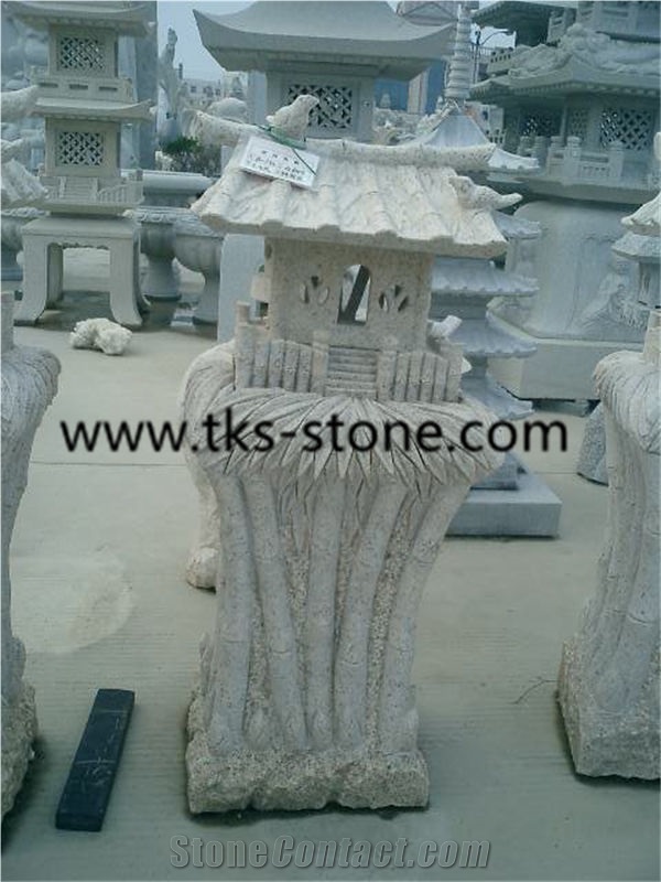 Lanterns&Lamps, Beige Granite Lanterns, Garden Lamps, Japanese Lanterns, Sculpture Beige Granite Japanese Lanterns