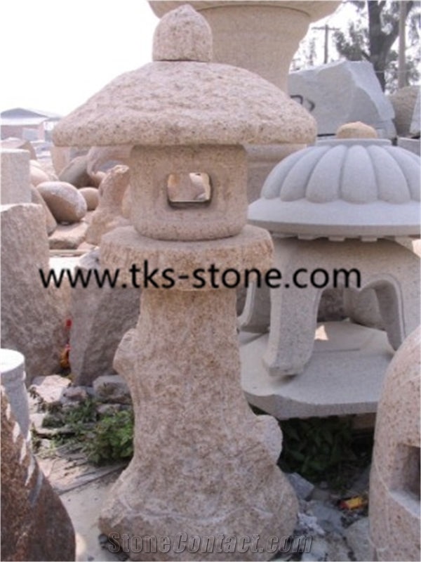 Lanterns&Lamps, Beige Granite Lanterns, Garden Lamps, Japanese Lanterns, Sculpture Beige Granite Japanese Lanterns