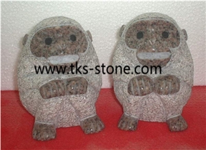 Monkey Sculpture & Statue,Beige Granite Animal Sculptures,Stone Monkey Caving,Western Statues,Garden Sculptures