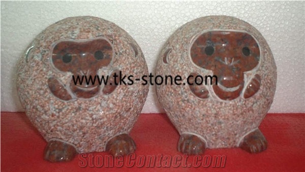 Monkey Sculpture & Statue,Beige Granite Animal Sculptures,Stone Monkey Caving,Western Statues,Garden Sculptures