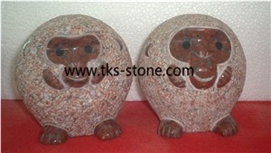 Monkey Sculpture & Statue,Beige Granite Animal Sculptures,Stone Monkey Caving,Western Statues,Garden Sculptures