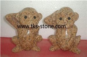 Monkey Sculpture & Statue,Beige Granite Animal Sculptures,Stone Monkey Caving,Western Statues,Garden Sculptures