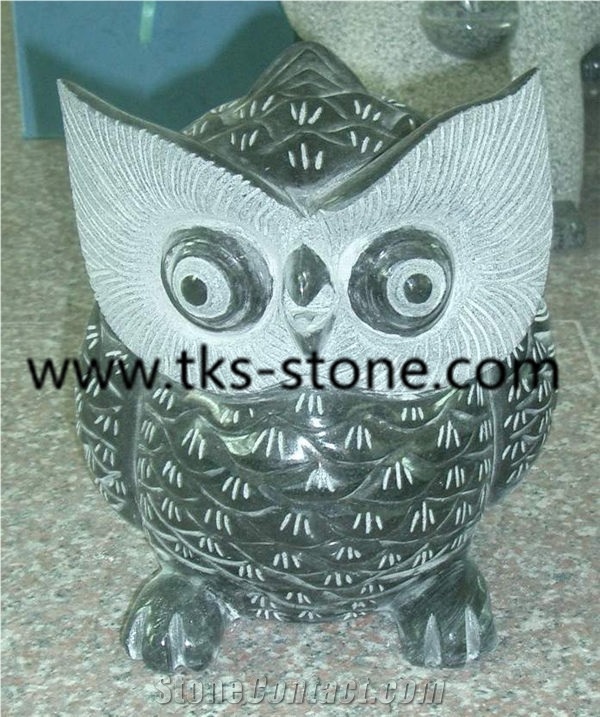 Owl Sculpture & Statue,Beige Granite Animal Sculpture,Garden Sculpture,Stone Animal Statue,Handcrafts,Handcarved Statues