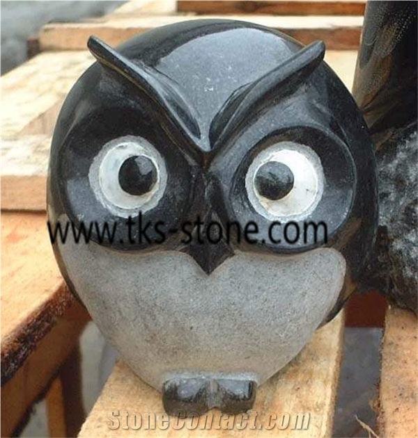 Owl Sculpture & Statue, Black Granite Animal Sculptures,Stone Owl Caving, Western Statues,Garden Sculptures