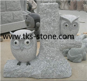 Owl Sculpture & Statue, Black Granite Animal Sculptures,Stone Owl Caving, Western Statues,Garden Sculptures