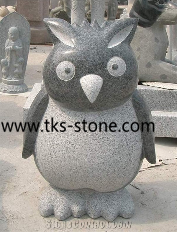 Owl Sculpture & Statue,Stone Owl Caving,Beige Granite Animal Sculptures,Statues